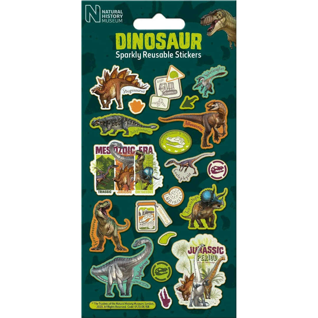 Toys N Tuck:Sparkly Character Sticker Pack - Natural History Museum Dinosaur,Paper Projects