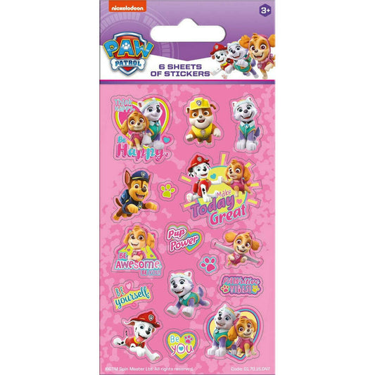 Toys N Tuck:6 Sheet Sticker Pack - Paw Patrol Pink,Paper Projects
