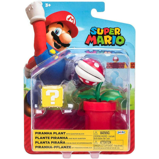 Toys N Tuck:Super Mario 4 Inch Figures - Piranha Plant With Question Block,Super Mario
