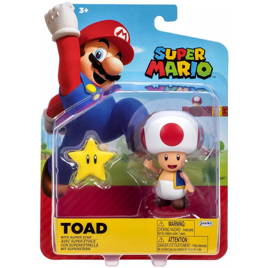 Toys N Tuck:Super Mario 4 Inch Figures - Toad With Super Star,Super Mario