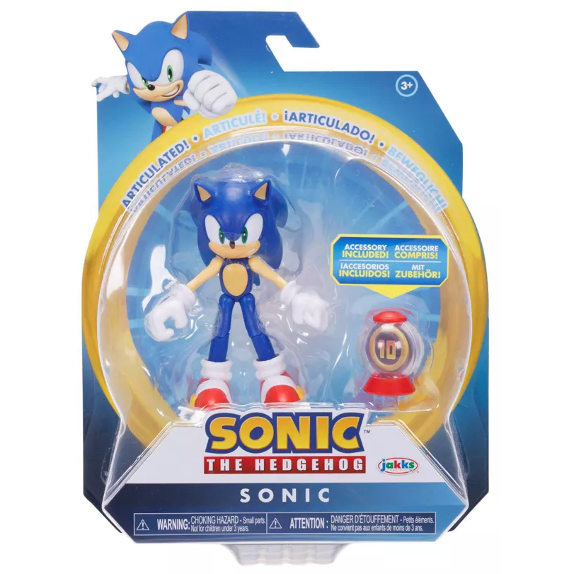 Sonic The Hedgehog 4 Inch Figure - Sonic With Super Ring Item Box ...