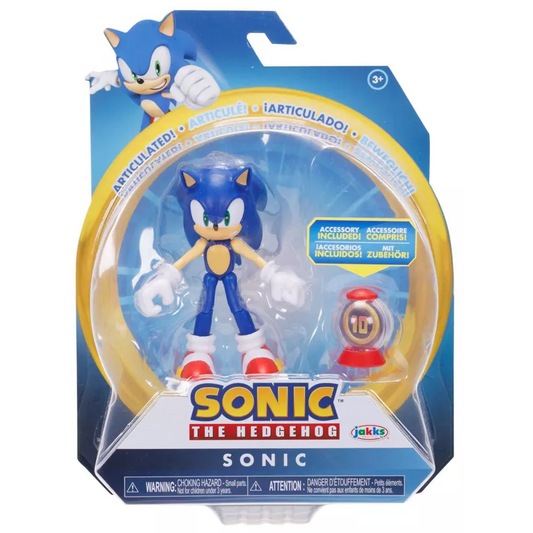 Toys N Tuck:Sonic The Hedgehog 4 Inch Figure - Sonic With Super Ring Item Box,Sonic The Hedgehog