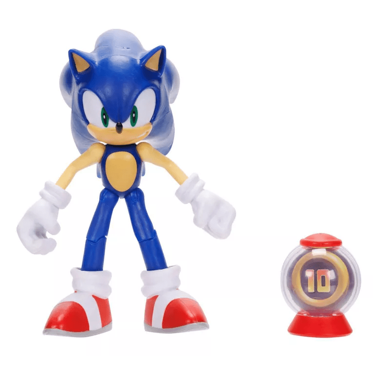 Toys N Tuck:Sonic The Hedgehog 4 Inch Figure - Sonic With Super Ring Item Box,Sonic The Hedgehog