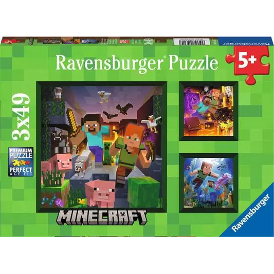 Toys N Tuck:Ravensburger 3 x 49pc Puzzles Minecraft Biomes,Minecraft