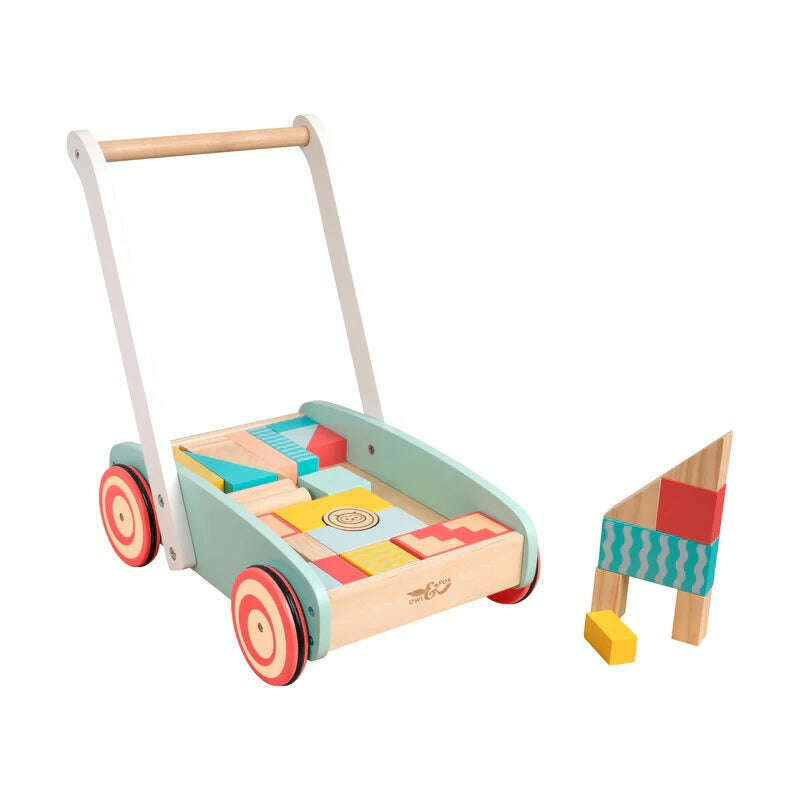 Toys N Tuck:Owl & Fox Wooden Baby Blocks & Walker,Owl