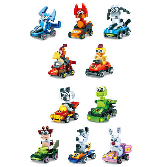 Toys N Tuck:Cartoon Animal Karting Brick Set,Star Tribe