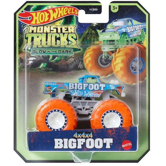 Toys N Tuck:Hot Wheels Monster Trucks Glow In The Dark - 4x4x4 Bigfoot,Hot Wheels