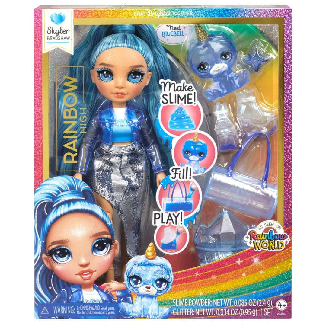 Toys N Tuck:Rainbow High Skyler Bradshaw with Sparkle Slime & Pet,Rainbow High