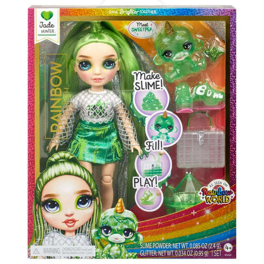 Toys N Tuck:Rainbow High Jade Hunter with Sparkle Slime & Pet,Rainbow High