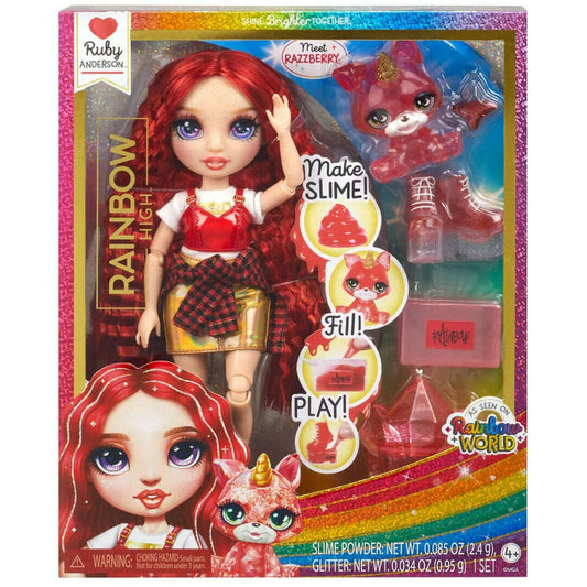 Toys N Tuck:Rainbow High Ruby Anderson with Sparkle Slime & Pet,Rainbow High
