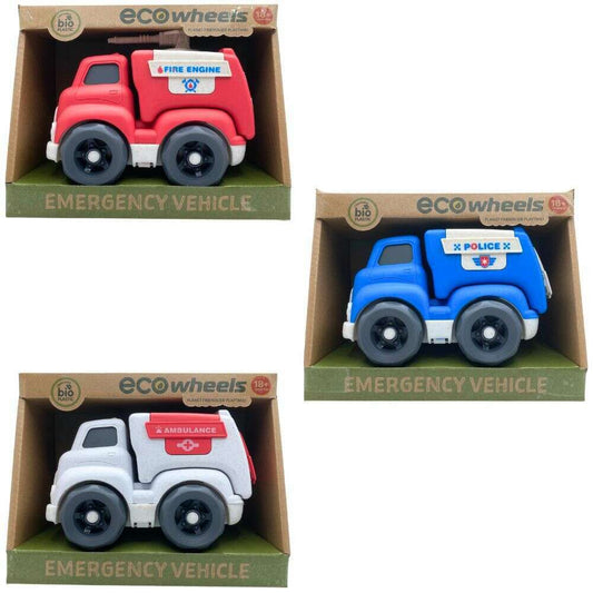 Toys N Tuck:Eco Wheels Bioplastic 16cm Emergency Vehicles,Eco Wheels