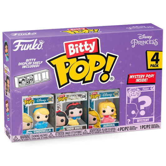 Toys N Tuck:Bitty Pop! Disney Princess 4 Pack - Cinderella, Snow White, Aurora And Mystery Bitty,Disney Princess