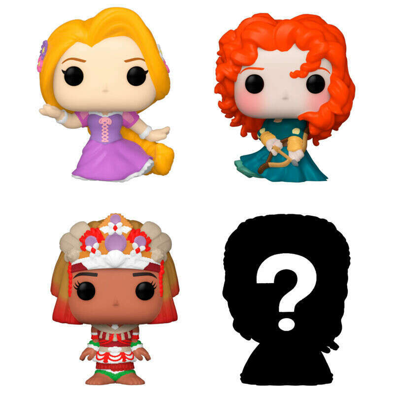 Toys N Tuck:Bitty Pop! Disney Princess 4 Pack - Rapunzel, Merida, Moana And Mystery Bitty,Disney Princess