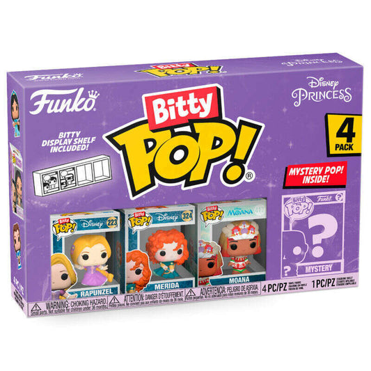 Toys N Tuck:Bitty Pop! Disney Princess 4 Pack - Rapunzel, Merida, Moana And Mystery Bitty,Disney Princess