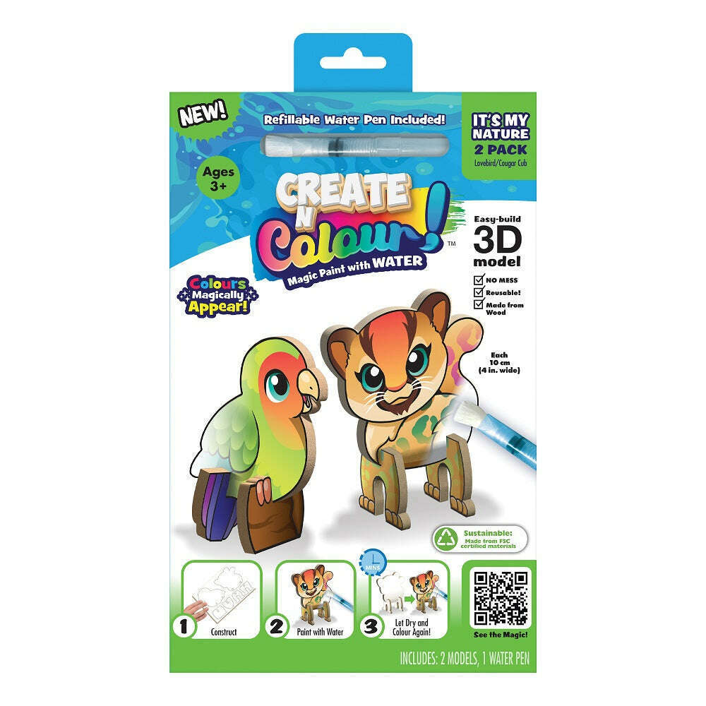 Toys N Tuck:Create N Colour It's My Nature 2 Pack - Lovebird & Cougar Cub,Create N Colour