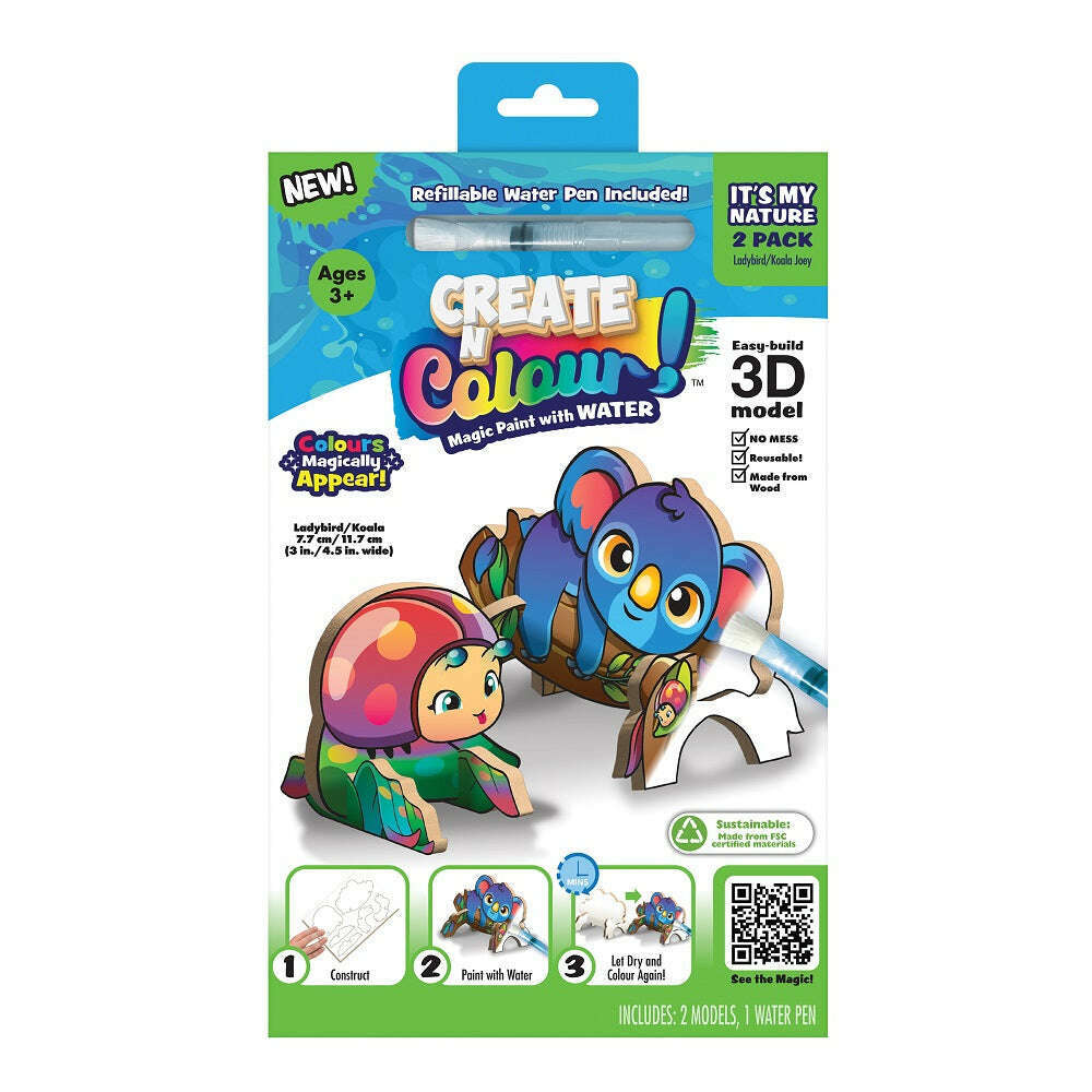 Toys N Tuck:Create N Colour It's My Nature 2 Pack - Ladybird & Koala Joey,Create N Colour