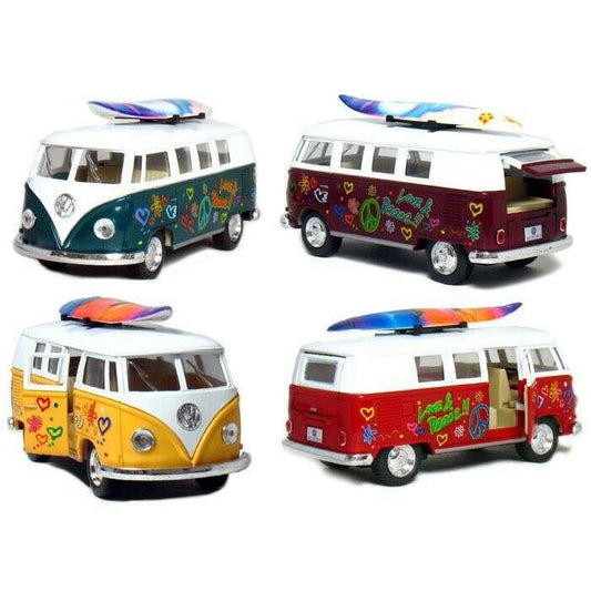 Toys N Tuck:1962 Volkswagen Classic Bus With Surfboard & decals 1:32 Die Cast,Kandy Toys