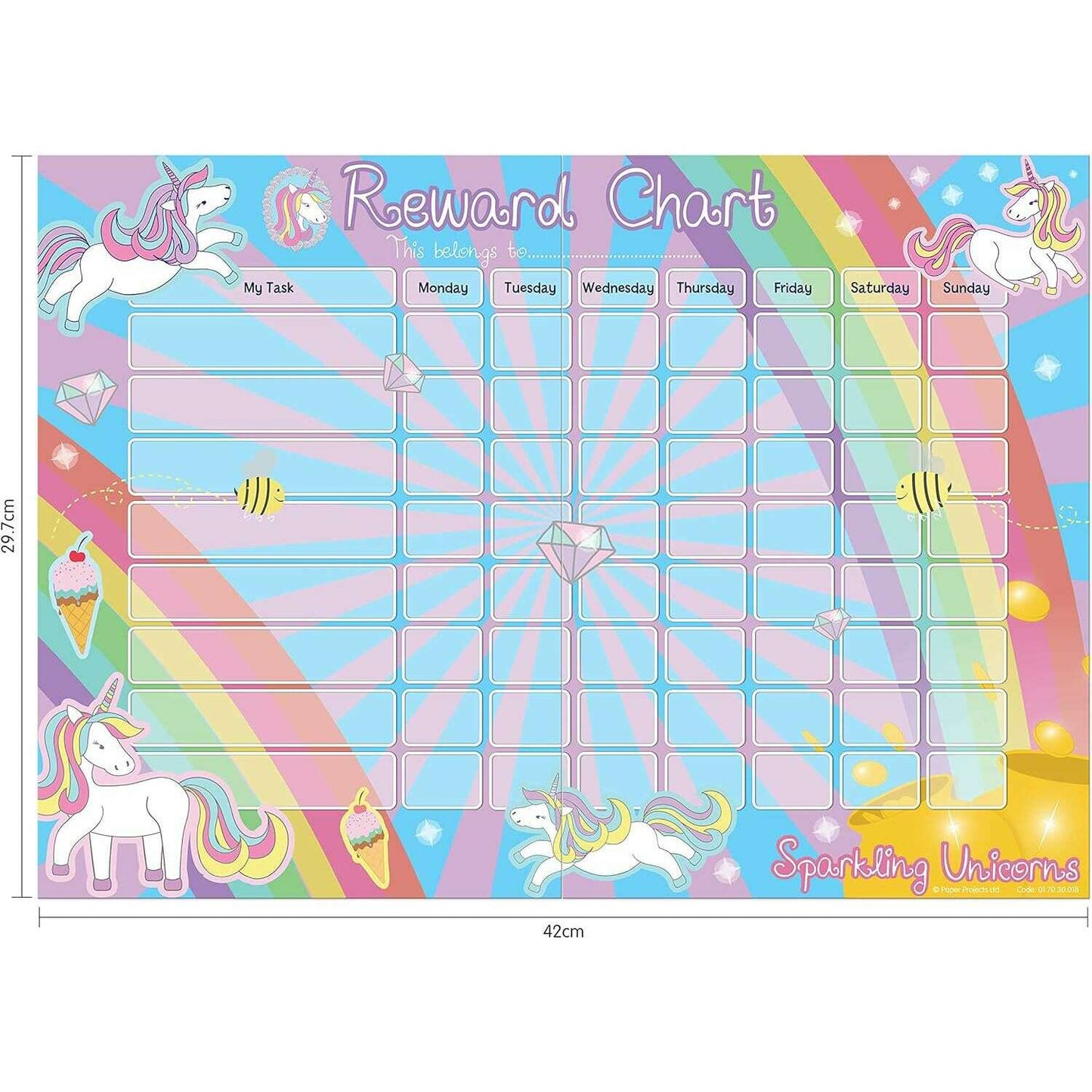 Toys N Tuck:Reward Chart - Sparkling Unicorns,Paper Projects