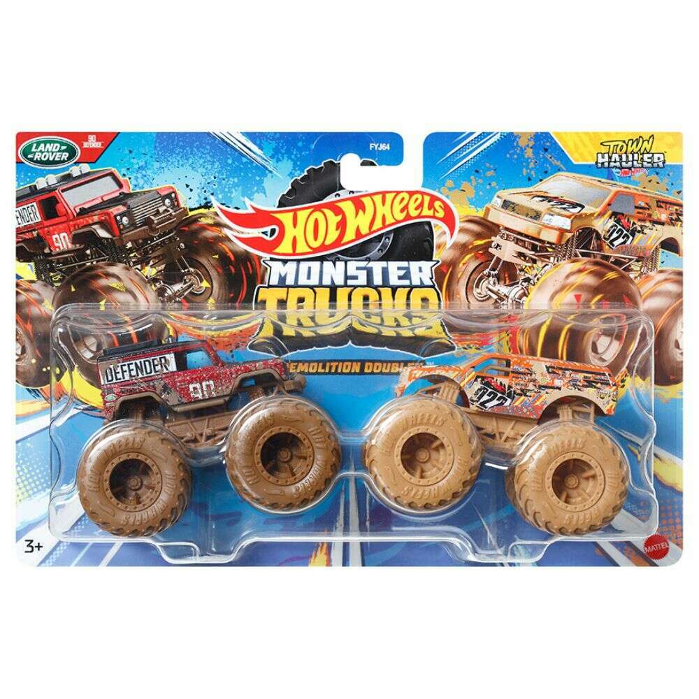 Toys N Tuck:Hot Wheels Monster Trucks Demolition Doubles - Land Rover 90 Defender Vs Town Hauler,Hot Wheels