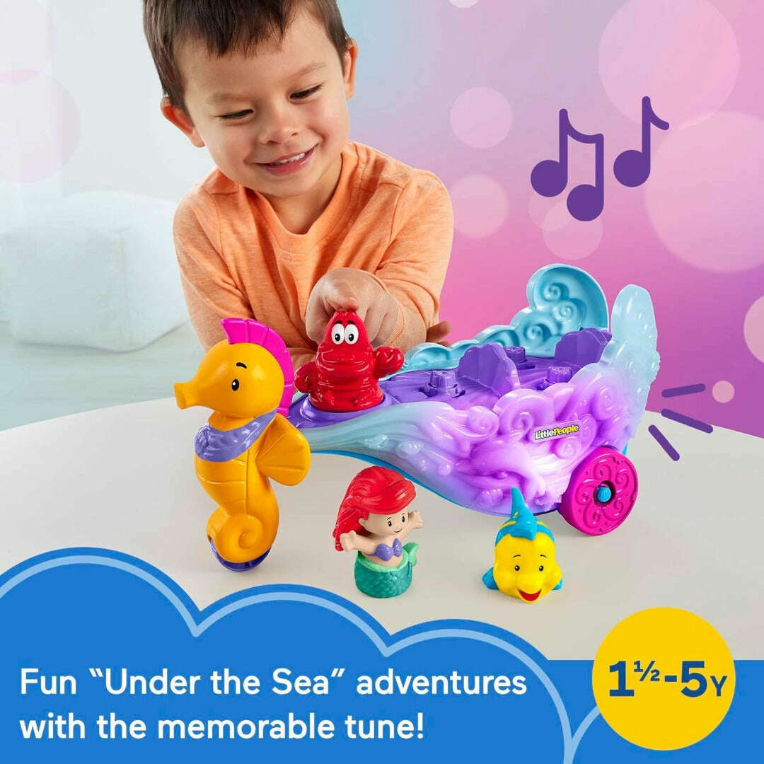 Toys N Tuck:Fisher-Price Little People Disney Princess Ariel's Light-Up Sea Carriage,Little People