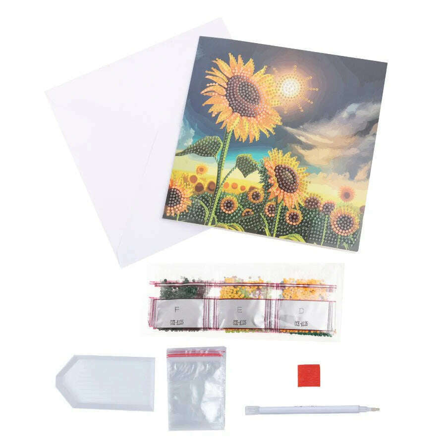 Toys N Tuck:Crystal Art Card Kit - Soulful Sunflower,Crystal Art