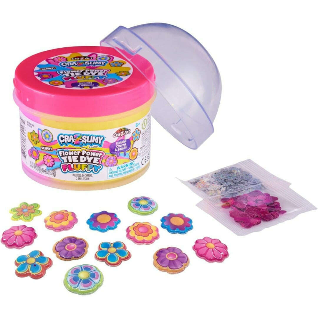 Toys N Tuck:Cra-Z-Slimy Fun Toppers - Flower Power Tie Dye Fluffy,Cra-Z-Slimy
