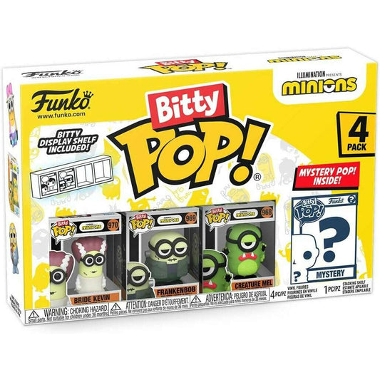 Toys N Tuck:Bitty Pop! Minions 4 Pack - Frankenbob,Bride Kevin,Creature Mel And Mystery Bitty,Minions