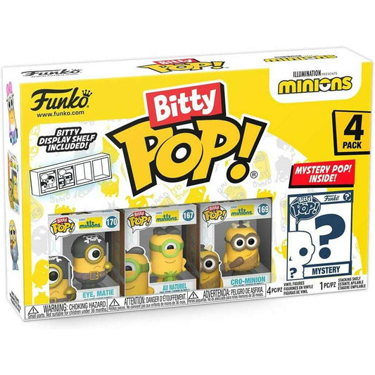 Toys N Tuck:Bitty Pop! Minions 4 Pack - Eye Matie,Au Naturel,Cro-Minion And Mystery Bitty,Minions