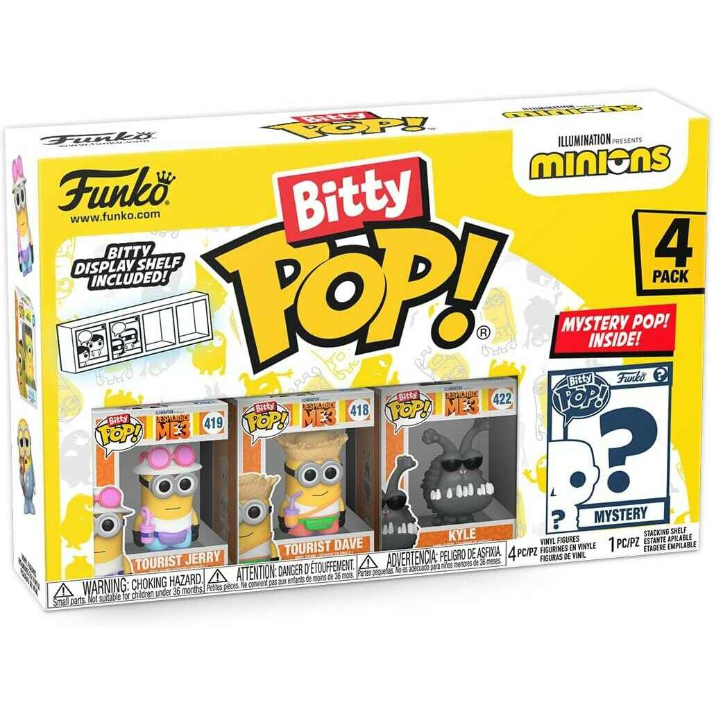 Toys N Tuck:Bitty Pop! Minions 4 Pack - Tourist Jerry,Tourist Dave,Kyle And Mystery Bitty,Minions