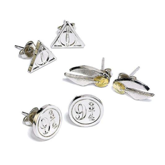 Toys N Tuck:Harry Potter Earring Set - Snitch, Deathly Hallows, Platform 9 3/4,Harry Potter