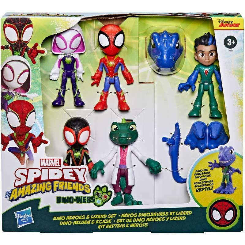 Toys N Tuck:Marvel Spidey And His Amazing Friends Dino-Webs Dino Heroes & Lizard Set,Spider-man