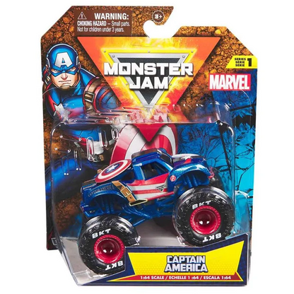 Toys N Tuck:Monster Jam 1:64 Series 1 Marvel Captain America,Monster Jam