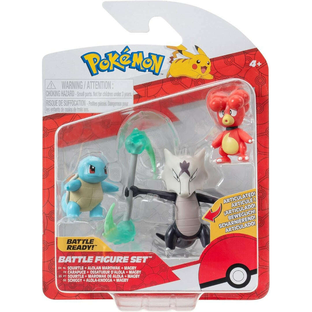 Toys N Tuck:Pokemon Battle Figure Set - Squirtle,Alolan Marowak,Magby,Pokemon