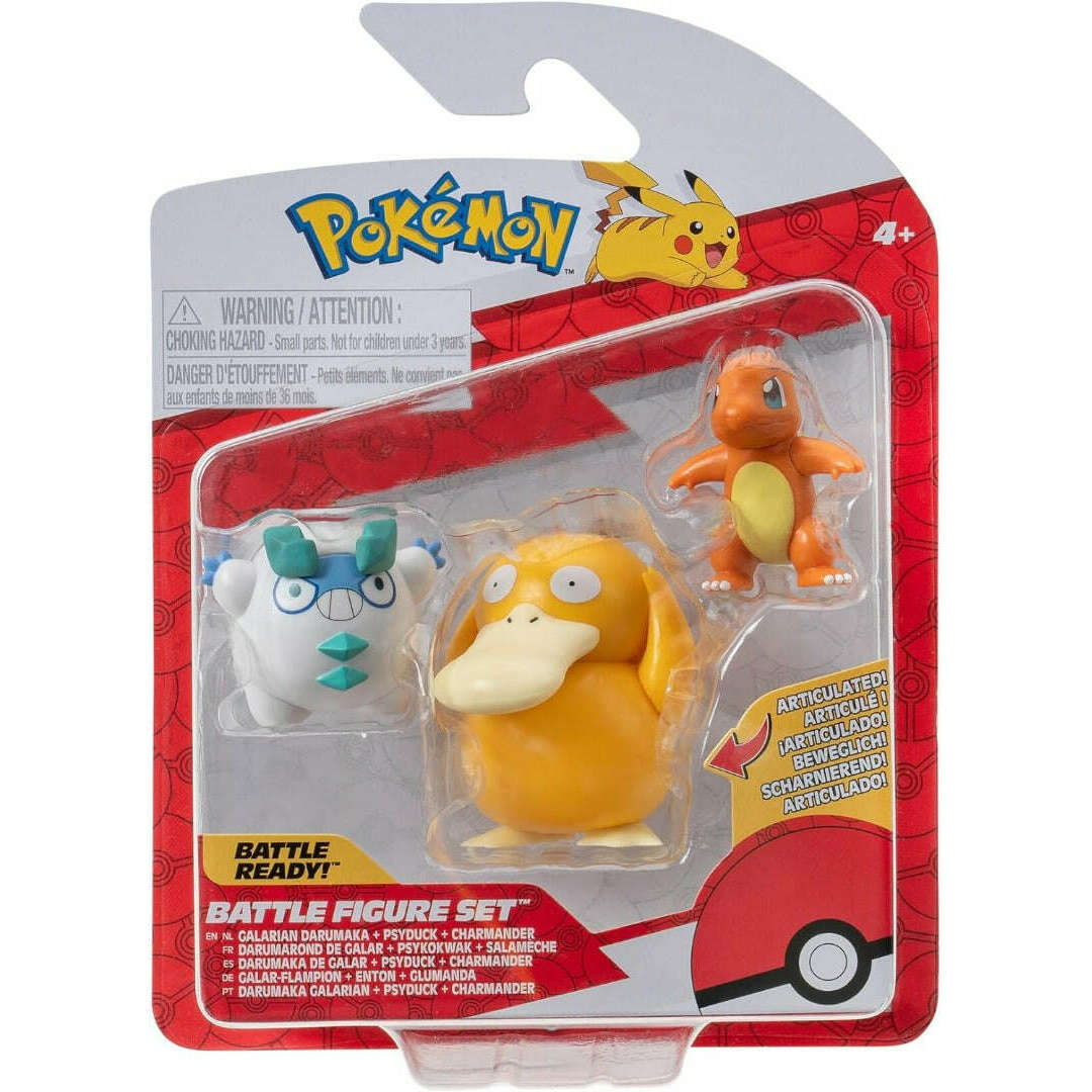 Toys N Tuck:Pokemon Battle Figure Set - Galarian Darumaka,Psyduck,Charmander,Pokemon