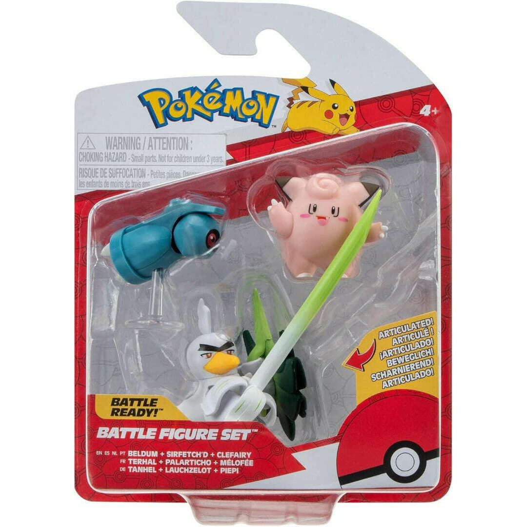 Toys N Tuck:Pokemon Battle Figure Set - Beldum,Sirfetch'D,Clefairy,Pokemon