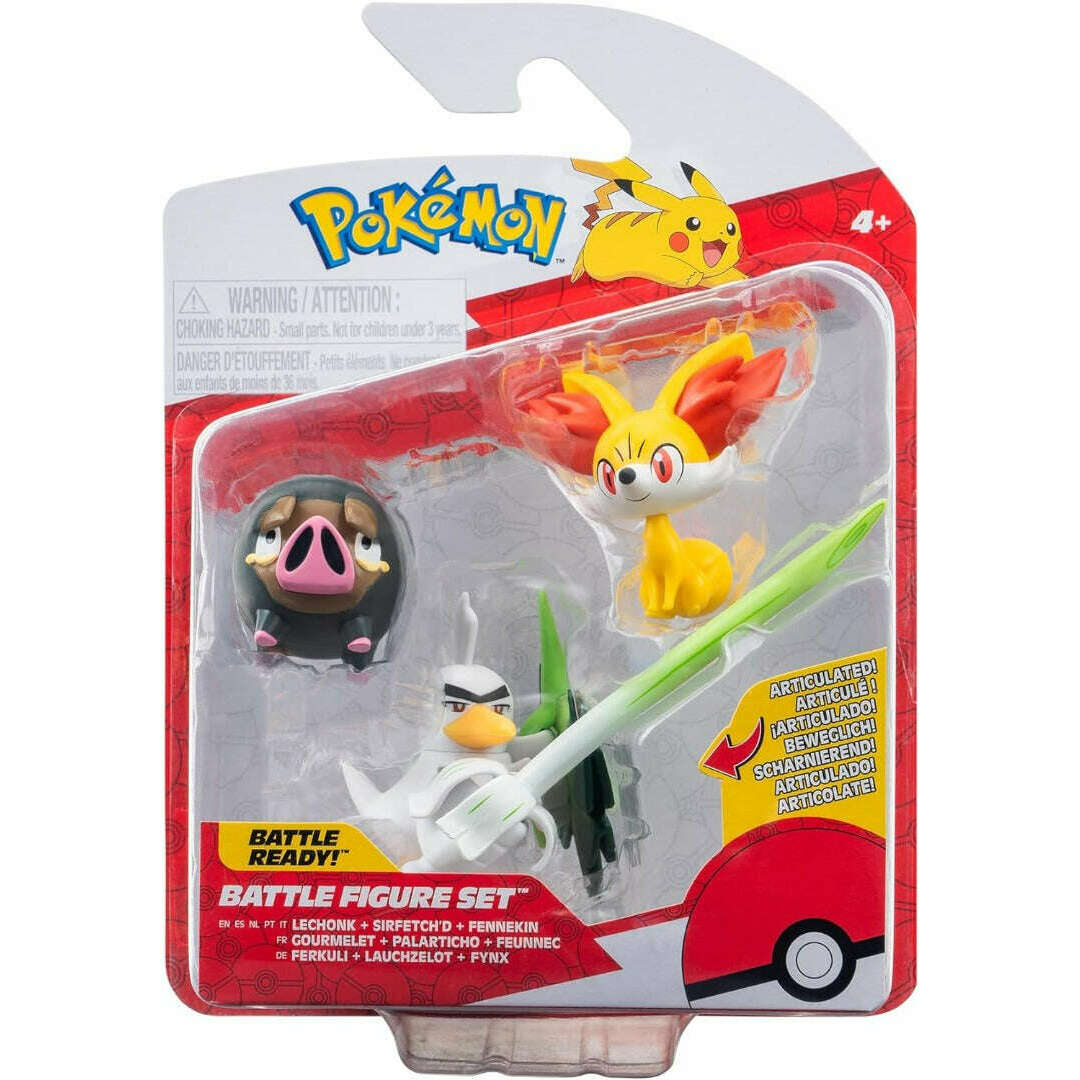 Toys N Tuck:Pokemon Battle Figure Set - Lechonk,Sirfetch'D,Fennekin,Pokemon