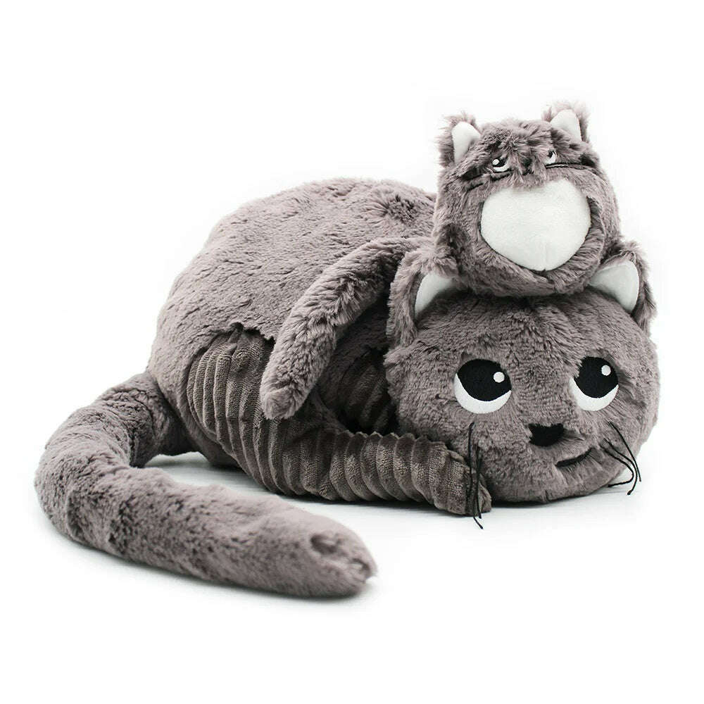 Toys N Tuck:Ptipotos Plush Grey Cat with Baby,Ptipotos