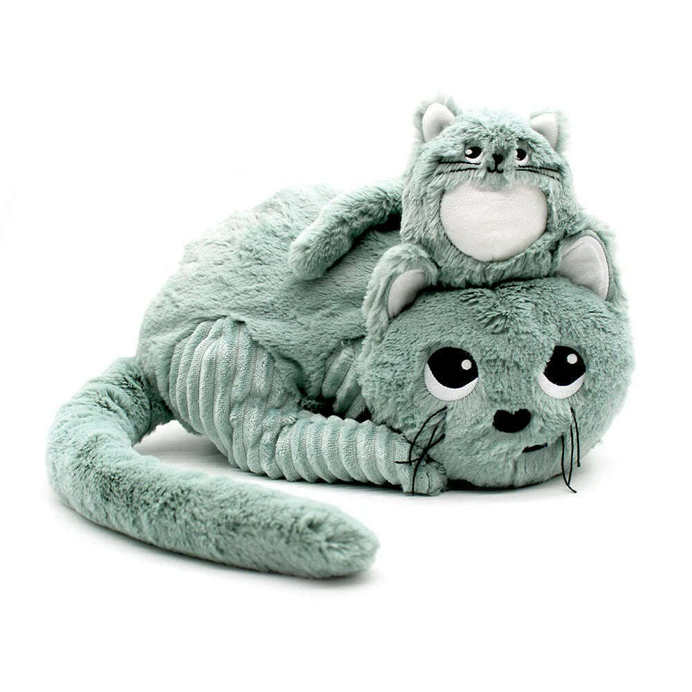 Toys N Tuck:Ptipotos Plush Mint Green Cat with Baby,Ptipotos