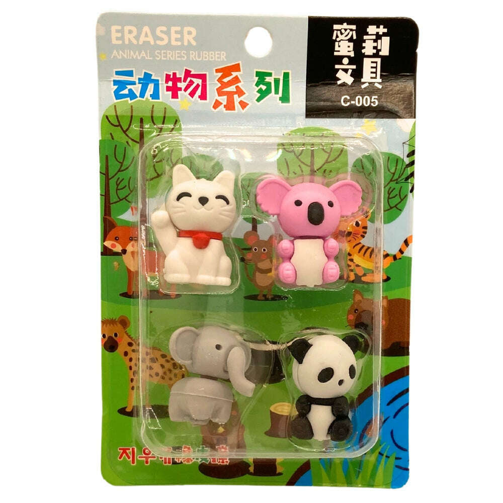 Toys N Tuck:Animal Series Rubber Erasers 4 Packs,Playwrite