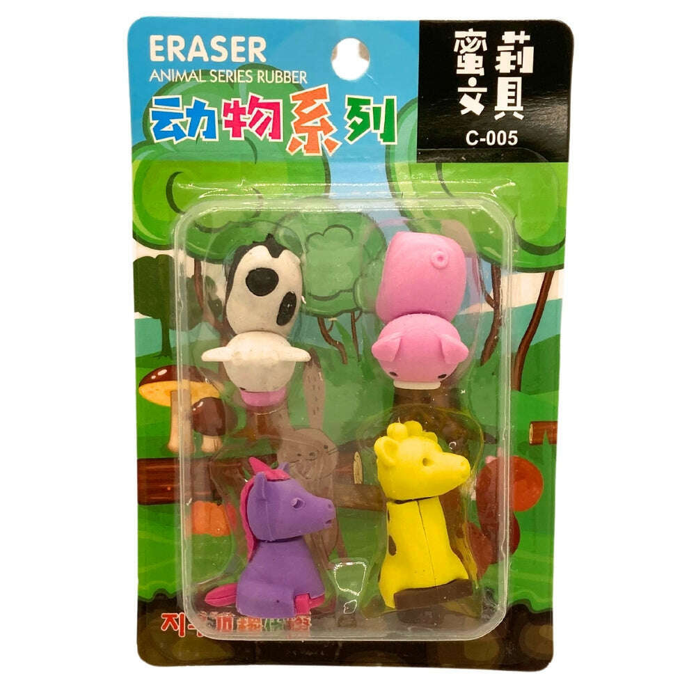 Toys N Tuck:Animal Series Rubber Erasers 4 Packs,Playwrite