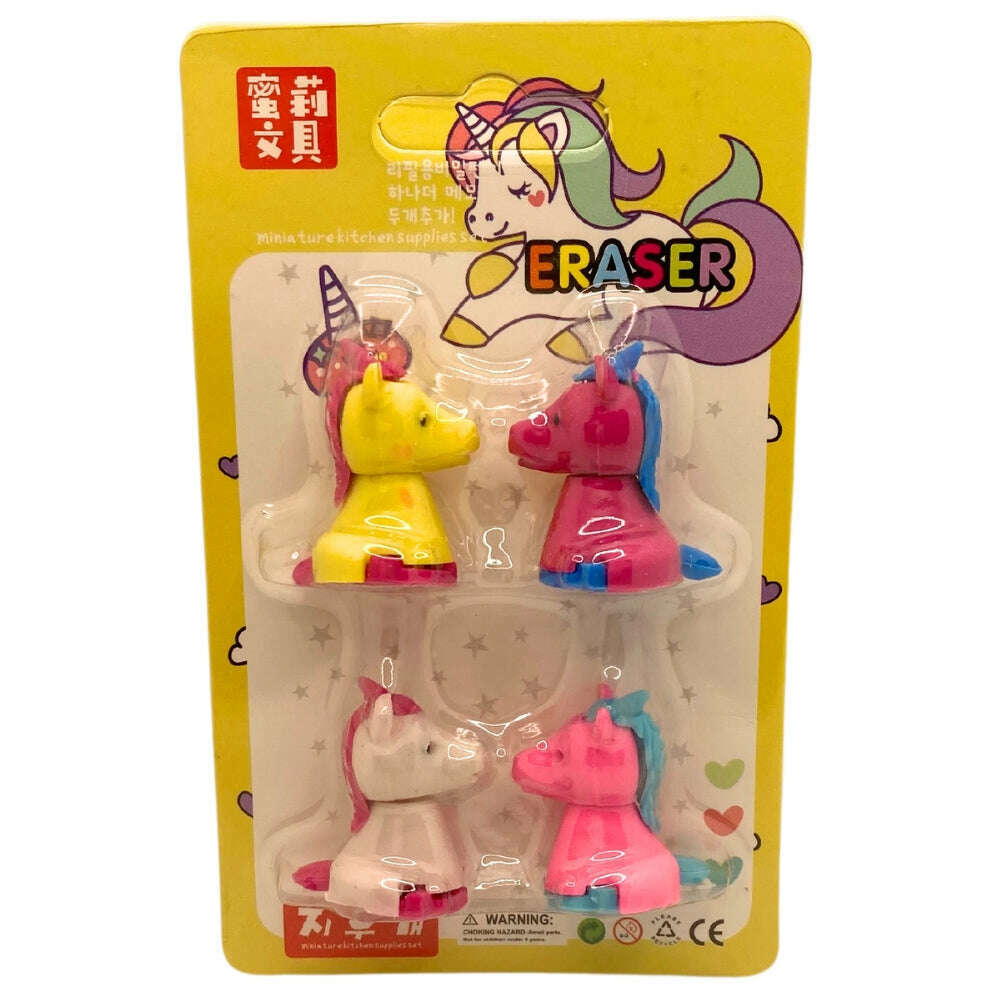 Toys N Tuck:Unicorn Series Rubber Erasers 4 Packs,Playwrite