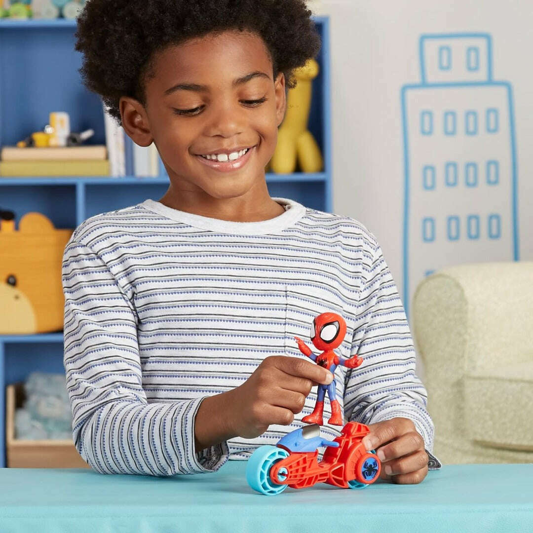 Toys N Tuck:Marvel Spidey And His Amazing Friends Spidey & Motorcycle,Spider-man