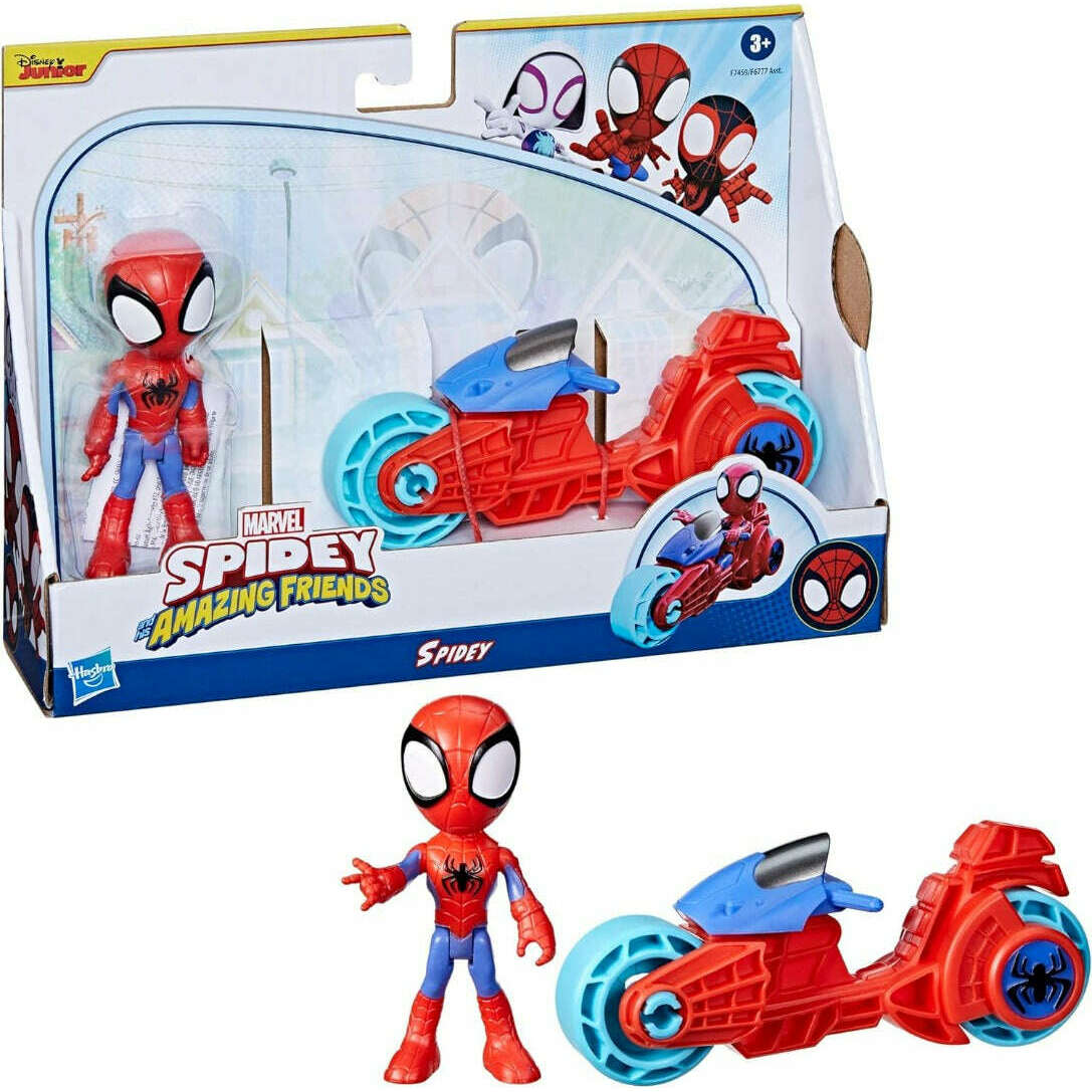 Toys N Tuck:Marvel Spidey And His Amazing Friends Spidey & Motorcycle,Spider-man