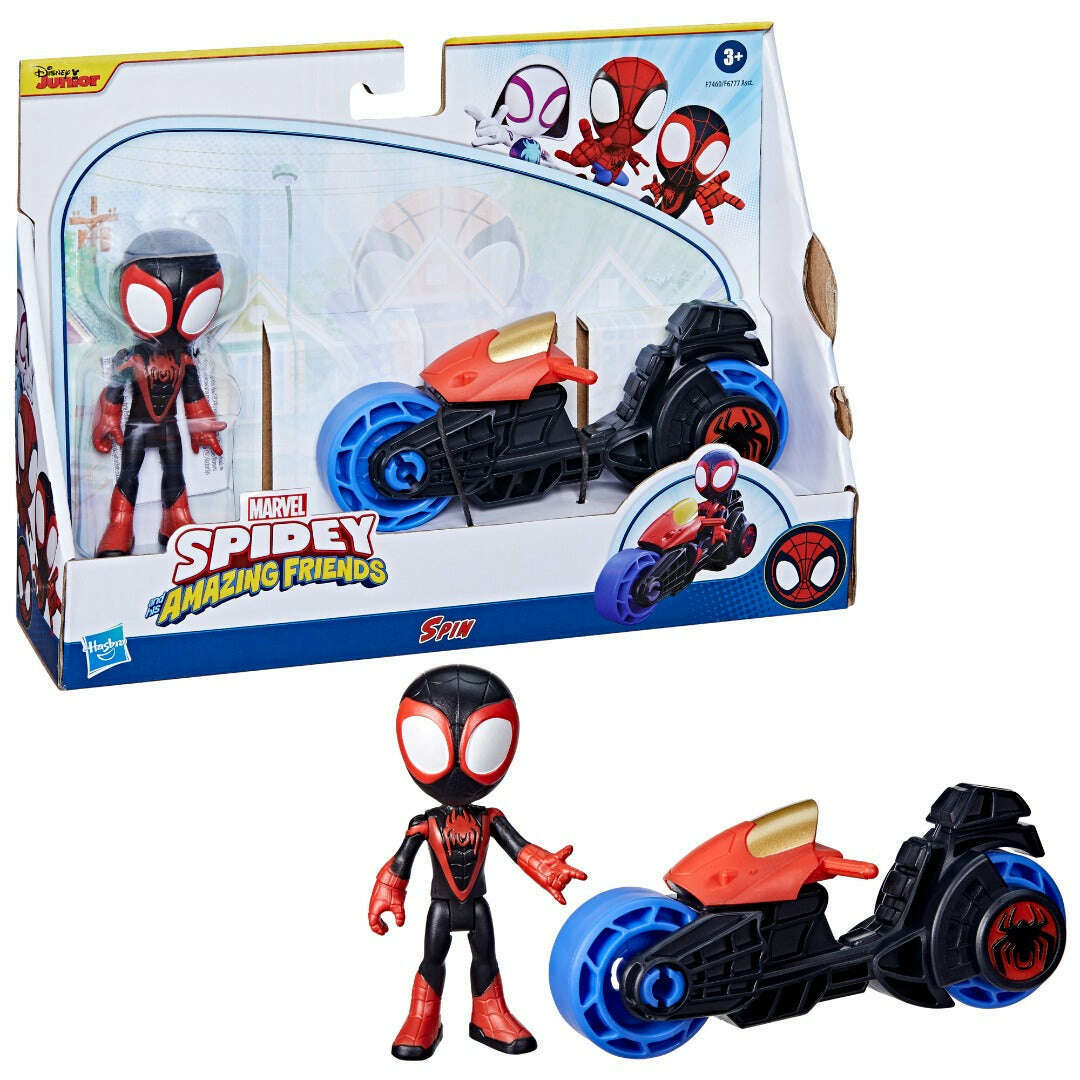 Toys N Tuck:Marvel Spidey And His Amazing Friends Miles Spin Morales & Motorcycle,Spider-man