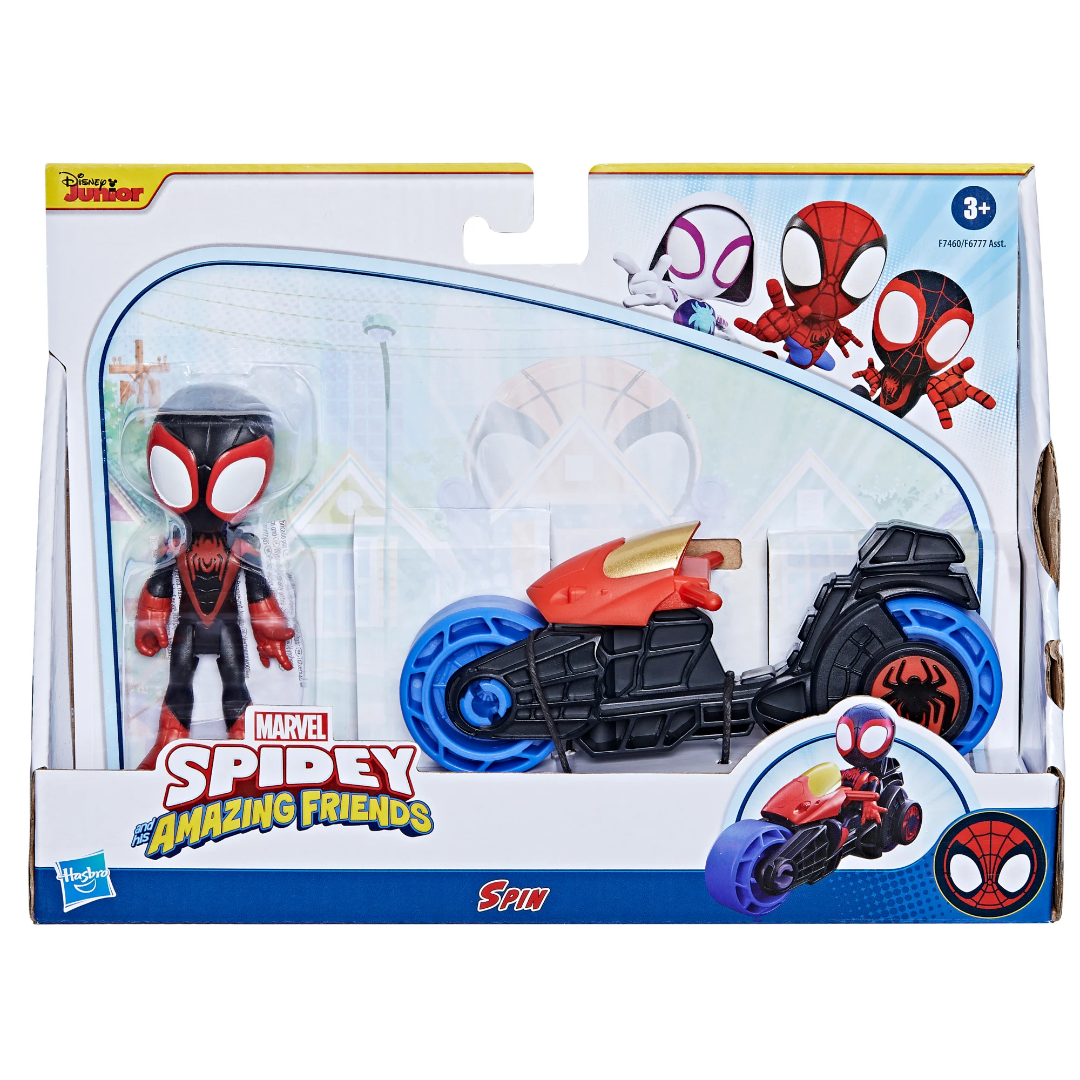 Toys N Tuck:Marvel Spidey And His Amazing Friends Miles Spin Morales & Motorcycle,Spider-man