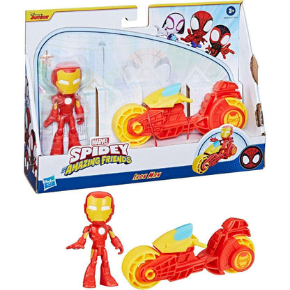 Toys N Tuck:Marvel Spidey And His Amazing Friends Iron Man & Motorcycle,Spider-man