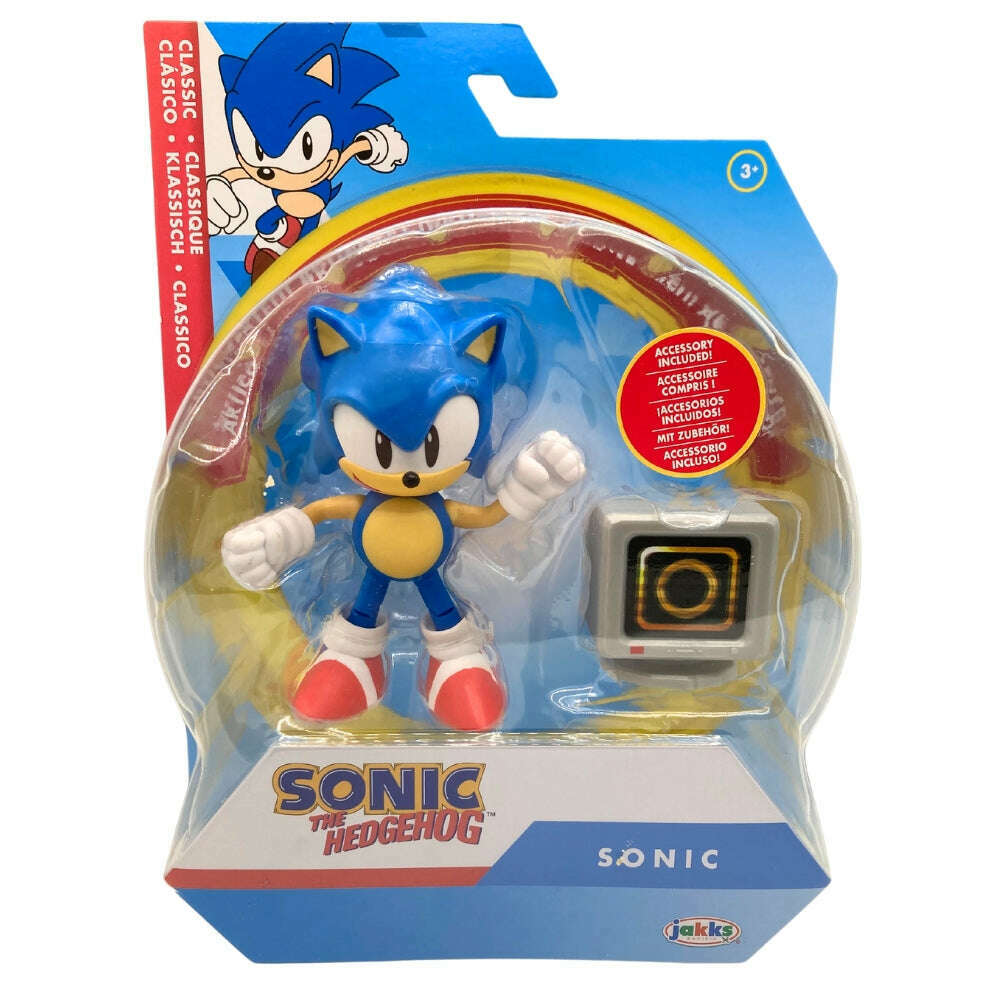 Toys N Tuck:Sonic The Hedgehog 4 Inch Figure - Classic Sonic with Ring Item Box,Sonic The Hedgehog