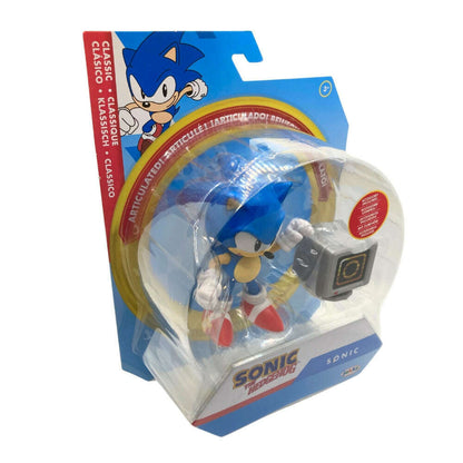 Toys N Tuck:Sonic The Hedgehog 4 Inch Figure - Classic Sonic with Ring Item Box,Sonic The Hedgehog