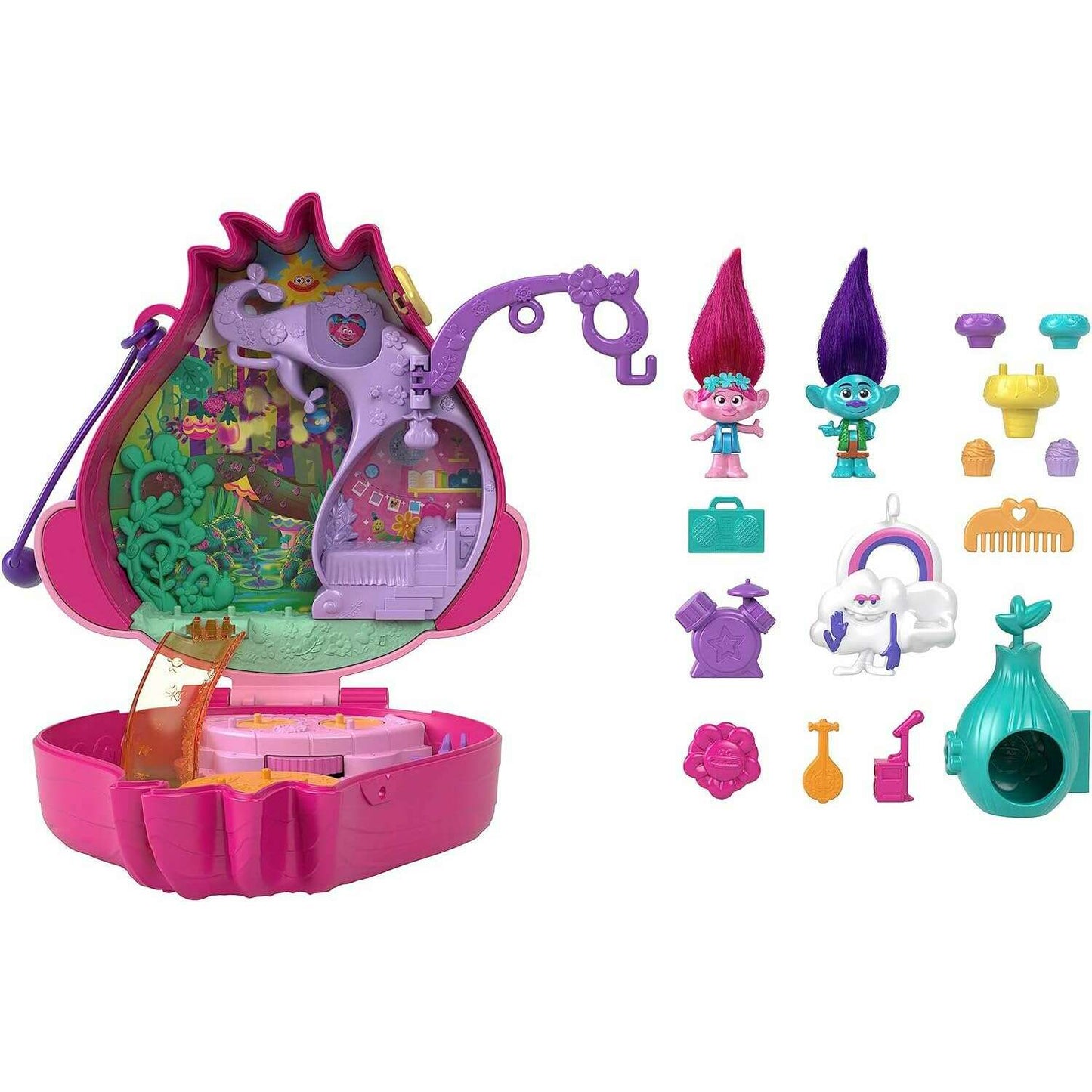 Toys N Tuck:Polly Pocket Trolls Poppy & Branch Compact Playset,Polly Pocket