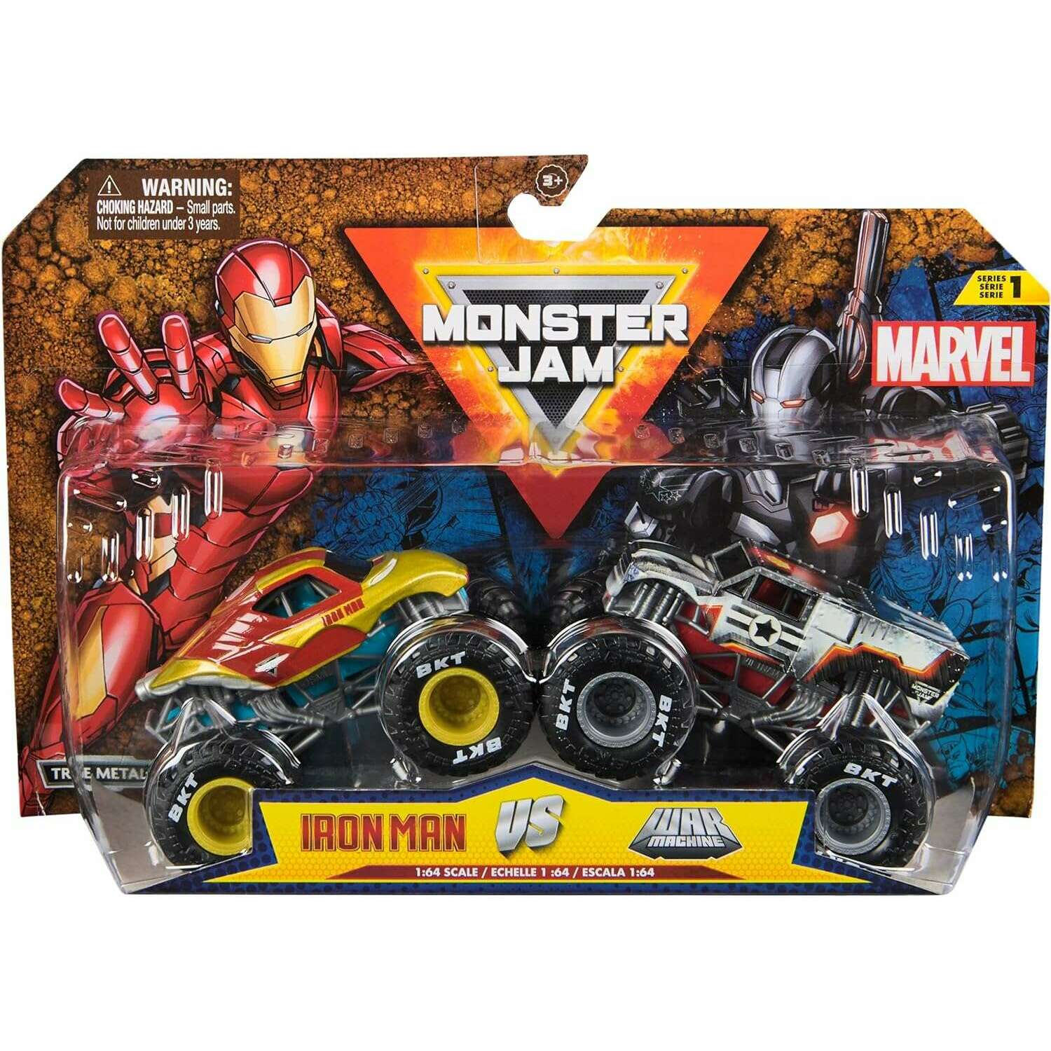 Toys N Tuck:Monster Jam 1:64 2 Pack Series 1 Marvel Iron Man vs War Machine,Monster Jam